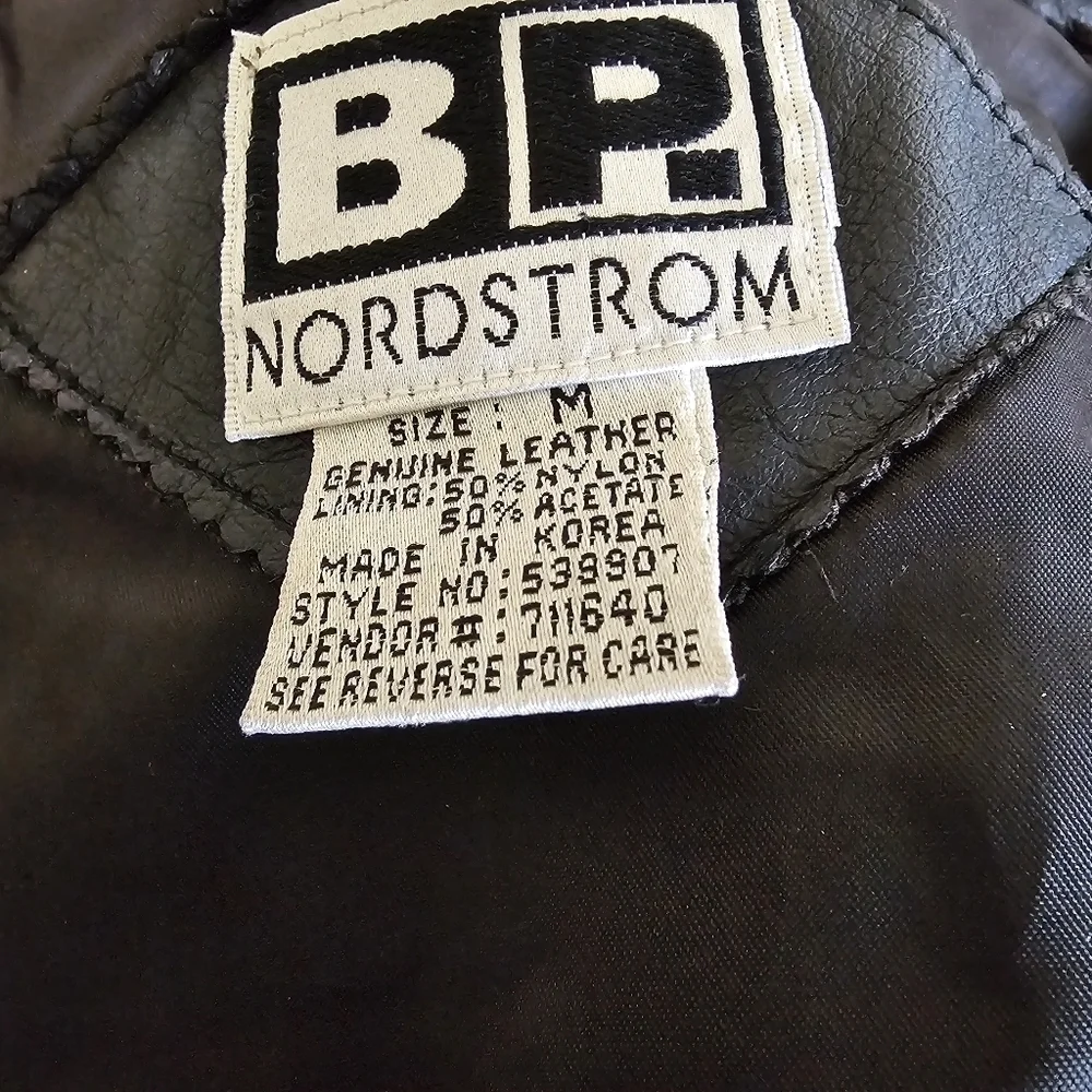 Nordstrom BP. Women's Black Leather Moto Jacket Coat Size Medium - Picture 13 of 14